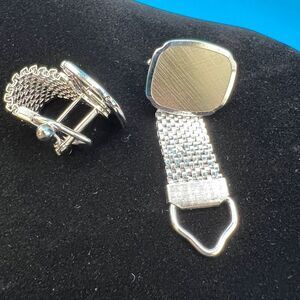 Vintage Cufflinks - Silver Tone with Mesh